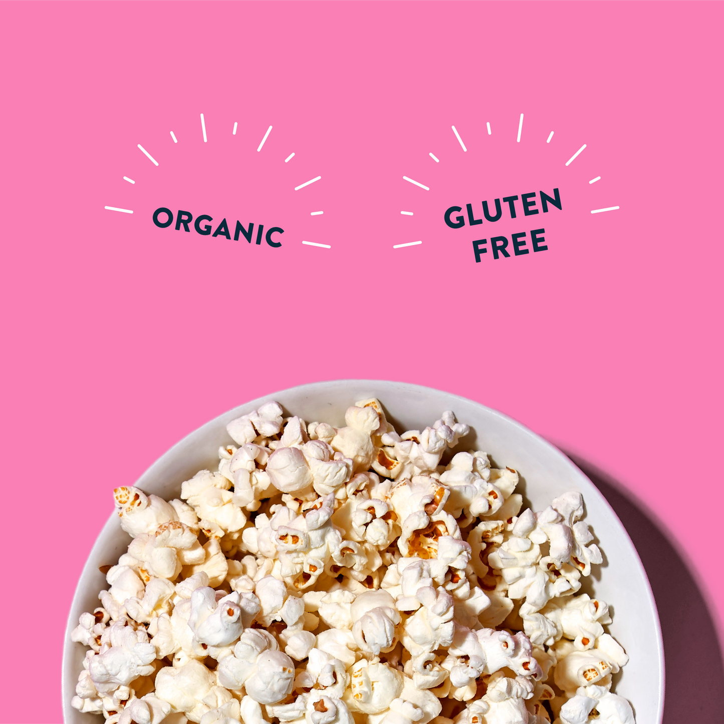 bowl of organic popcorn kernels and product attributes