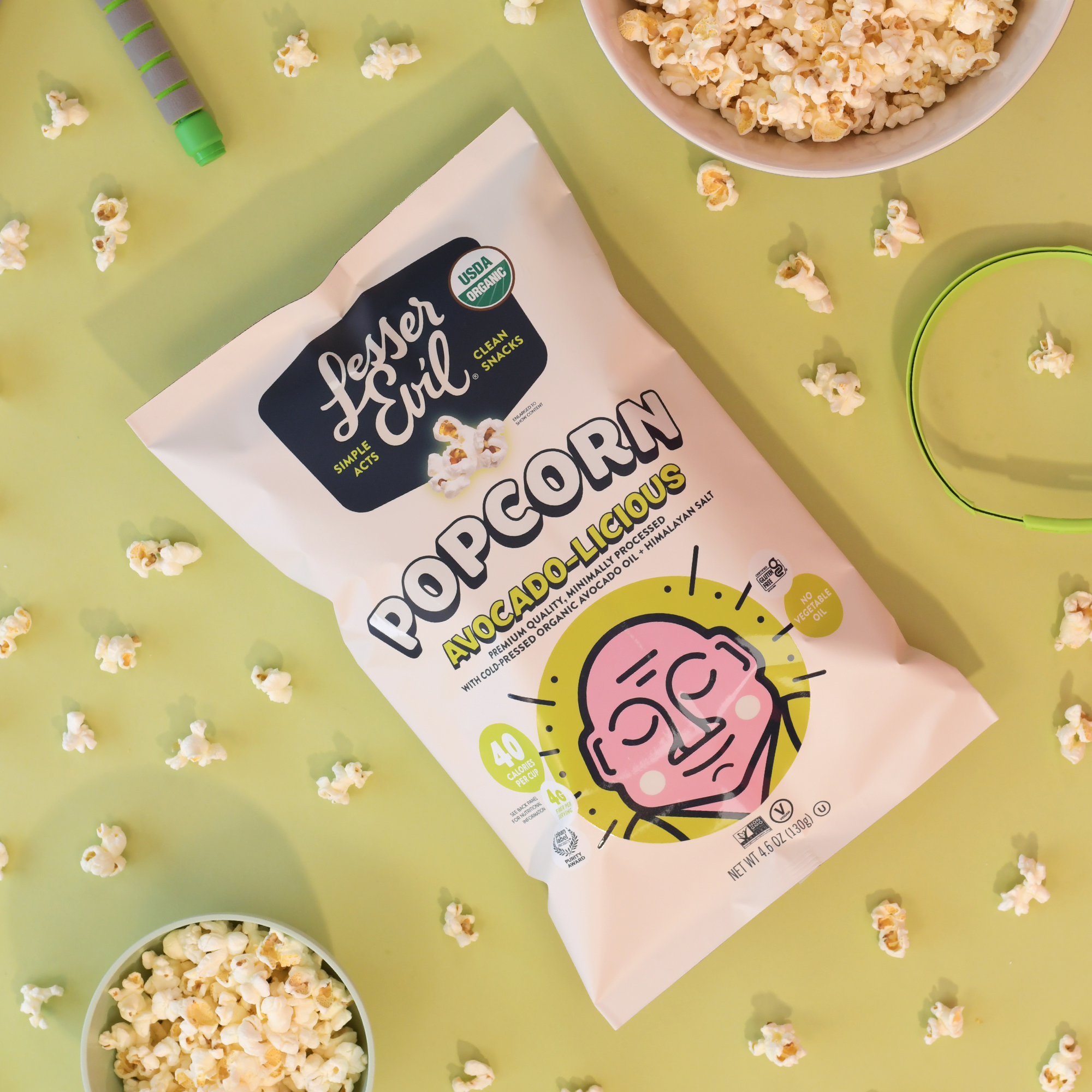 bag of avocado-licious organic popcorn