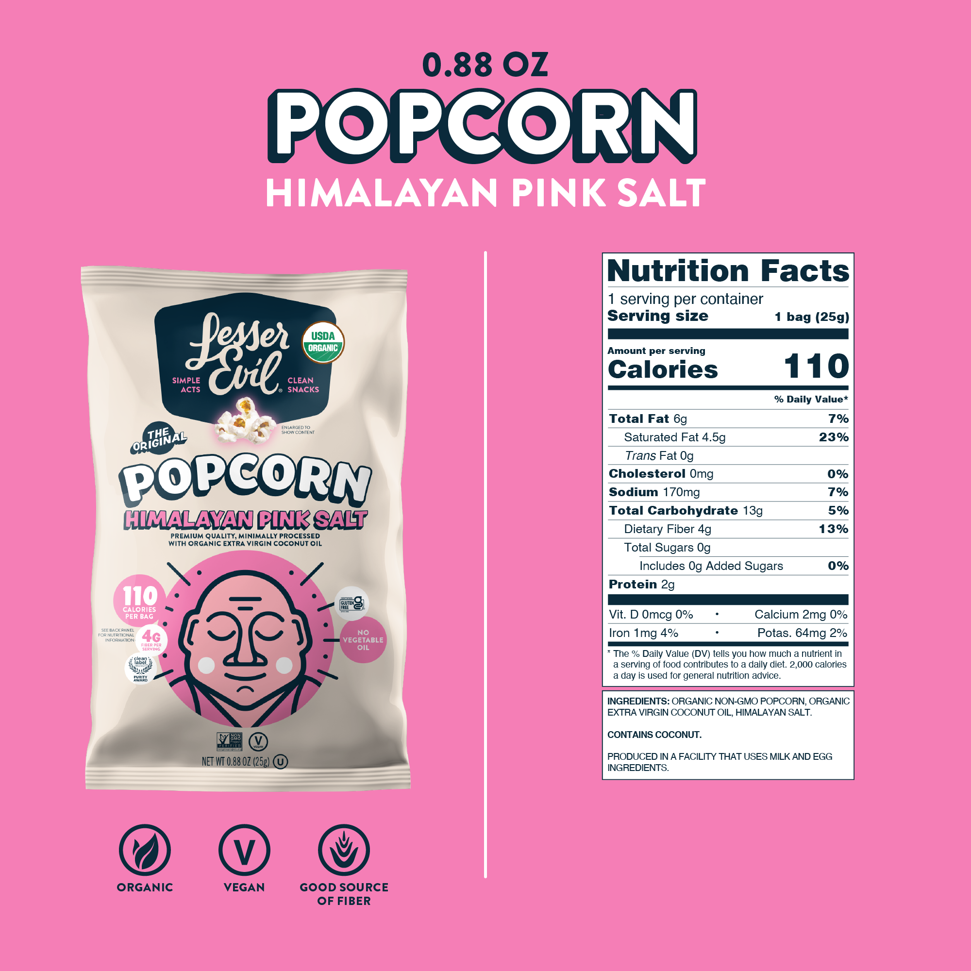 Himalayan Pink Salt Organic Popcorn