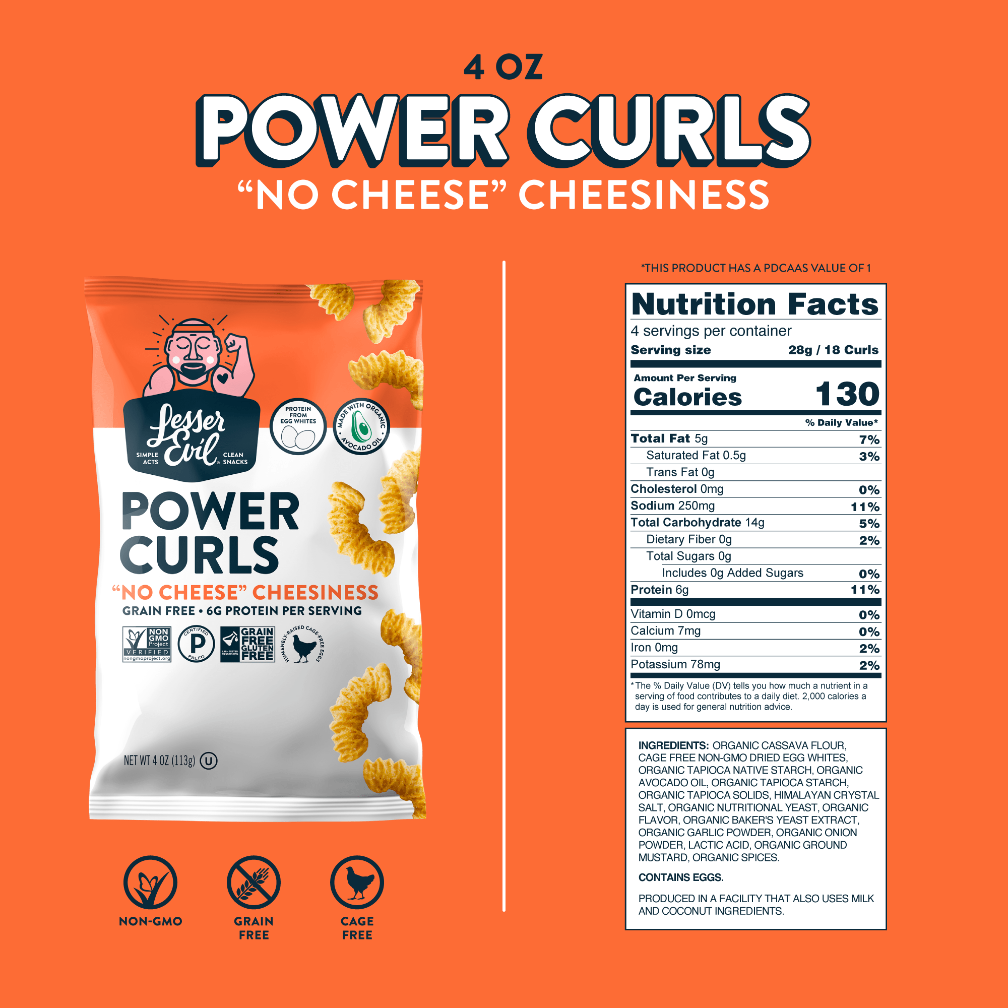 bag of vegan cheese paleo puffs next to nutritional facts